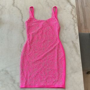 Hot Pink Rhinestone Hot Pink Mini Dress Hot & Delicious Brand Size Small